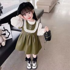 批发2025秋季女宝宝洋气两件套甜美<b class='q'>可爱</b>女童公主风上衣背心裙<b class='q'>连衣裙</b>潮