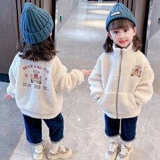 批发女童羊羔绒外套<b class='q'>冬</b>装儿童秋<b class='q'>冬</b>季加厚洋气上衣2025新款网红时髦童装