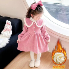 批发女童秋冬加绒连衣裙5新款儿童新年<b class='q'>衣服</b>小女孩公主裙冬装拜年服