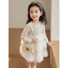 批发女小童长袖连衣裙<b class='q'>春</b>秋款洋气时尚新款宝宝小香风蛋糕裙秋季公主裙