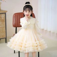 批发女童连衣裙秋装2025新款高级感拼接裙子洋气<b class='q'>儿童</b>时髦公主裙<b class='q'>蓬蓬裙</b>