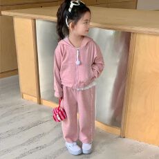 批发<b class='q'>女</b>童<b class='q'>202</b>6<b class='q'>套装</b>宝宝春秋季长耳朵花边直筒裤两件套<b class='q'>女</b>孩休闲连帽秋<b class='q'>装</b>