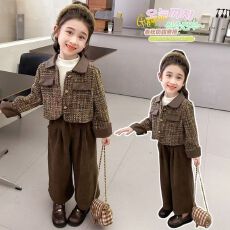 批发韩版<b class='q'>女童</b>秋<b class='q'>季</b>新款小香风套装2025女宝宝洋气休闲时髦外穿两件套