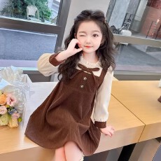 批发学院风<b class='q'>女童</b><b class='q'>连衣裙</b>春秋季2025新款洋气女宝拼接款潮儿童裙子<b class='q'>连衣裙</b>