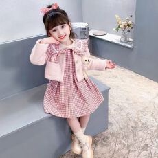 批发<b class='q'>女童</b>秋<b class='q'>装</b>甜美套装连衣裙2025春秋新款小香风宝宝外套<b class='q'>公主裙</b>两件套