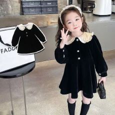 批发<b class='q'>女童</b>小<b class='q'>香风</b>连衣裙高级感气质黑色礼服裙秋冬儿童裙子小女孩<b class='q'>公主裙</b>