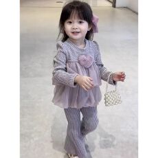 批发女童秋装套装2025新款儿童衬衫<b class='q'>打底裤</b>宝宝洋气两件套时髦小童秋季