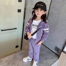 批发时髦洋气女<b class='q'>宝宝</b>两件套2025秋冬新款连帽<b class='q'>卫衣</b>开衫外套休闲运动长裤