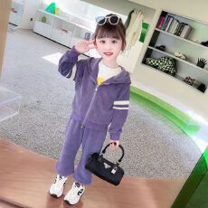 批发儿童女童秋季套装新款连帽洋气女童时尚套装可爱小盆友衣服超<b class='q'>休闲</b>