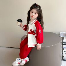 批发女童棒球服外套2025新款春秋款中小童运动服上衣裤子<b class='q'>儿童</b>秋装女孩