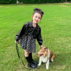 批发<b class='q'>女童</b>秋<b class='q'>装</b>新款套装<b class='q'>童装女</b><b class='q'>洋气</b>时髦短款外套碎花裙子两件套宝宝套装