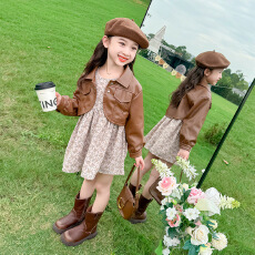 批发儿童套装春秋季<b class='q'>女童</b>外套<b class='q'>2025</b>新款宝宝公主风甜美碎花连衣裙两件套