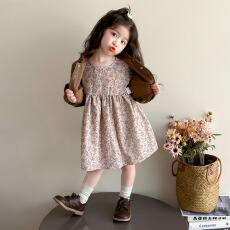 批发女童套装春秋2025新款<b class='q'>儿童</b>洋气秋季短款外套宝宝碎花<b class='q'>连衣裙</b>两件套