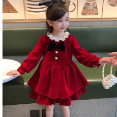 批发女童秋冬<b class='q'>连衣裙</b>2025新款喜庆红色过年公主洋气<b class='q'>儿童</b>女宝宝甜美裙子