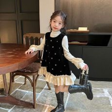 批发原版套里两件套 童装女童<b class='q'>秋</b>冬季2025新款连衣裙打底背心裙两件套