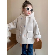 批发女童新款2025大衣<b class='q'>秋</b>冬可爱卡通兔子连帽外套女宝甜美百搭款外套