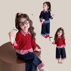 批发<b class='q'>女</b><b class='q'>童</b>秋装洋气套装2025新款儿童<b class='q'>衬衫</b>领卫衣时髦两件套宝宝春秋衣服
