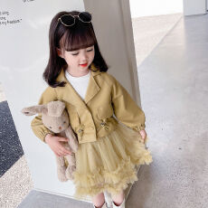 批发<b class='q'>女童</b>连<b class='q'>衣裙</b>秋装2025款宝宝洋气公主裙小童秋冬皮衣外套裙子两件套