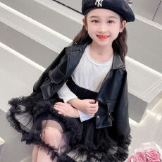 批发女童外套连衣裙春秋装新款<b class='q'>儿童</b>长袖网纱裙洋气女宝宝公主裙套装