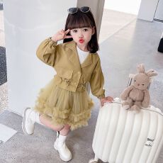 批发<b class='q'>女童</b>皮<b class='q'>衣</b>纱裙套装长袖拼接蛋糕裙秋冬新款<b class='q'>女童</b>韩<b class='q'>版</b>机车服上衣套装