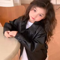 批发原版套里布 女童外套秋冬款儿童皮衣夹克衫冬装新款洋气韩版上衣