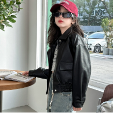 批发原版套里布 女童皮衣外套韩版洋气时髦网红夹克机车服上衣外穿潮