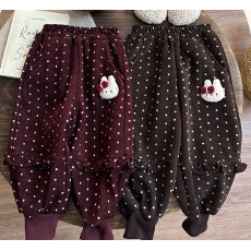 批发女童洋气卡通卫裤秋冬季加绒女宝宝外穿运动裤冬款儿童保暖休闲裤
