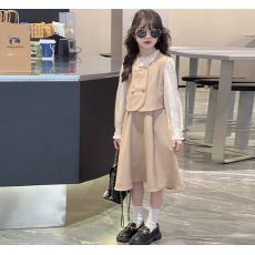 批发童装女童小香风连衣裙2025<b class='q'>春</b>秋中小童假两件马甲长裙小女孩公主裙