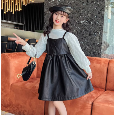 批发<b class='q'>女童</b><b class='q'>秋</b>冬款2025新款连衣裙套装中小童时尚长袖<b class='q'>衬衫</b>皮裙两件套童装