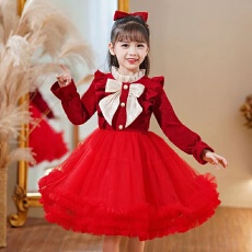 批发女童连衣裙秋冬季2025新款女宝宝甜美洋气<b class='q'>儿童</b>网纱蓬蓬公主裙子