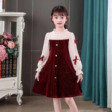 批发爆款女童设计感连衣裙2026秋季新款甜美蝴蝶结女宝宝洋气公主裙