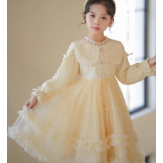 批发千金风女童连衣裙2026<b class='q'>春</b>秋高级感蓬蓬蛋糕裙周岁生日礼服裙女孩潮