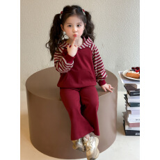 批发童装女童连帽休闲套装春秋季洋气女宝宝2025新款时髦两件套裤子潮