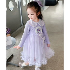 批发女童连衣裙春秋季2025新款女孩宝宝生日公主裙儿童长袖秋装网纱裙