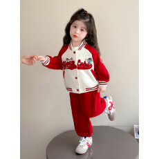 批发女童<b class='q'>运动套装</b>秋季童装2025新款<b class='q'>宝宝</b>洋气拼色棒球服外套裤子两件套