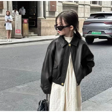 批发女童皮夹克<b class='q'>外套</b><b class='q'>春秋</b>款2025新款<b class='q'>儿童</b>潮范时尚美拉德复古皮衣中小童