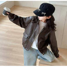 批发女童<b class='q'>外套</b>春秋2025新款儿童洋气秋季<b class='q'>休闲</b>上衣宝宝时髦秋装短款皮衣