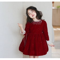 批发爆款女童连衣裙冬装新年衣服儿童红色裙子洋气小女孩公主裙拜年服