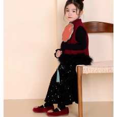 女童拜年服冬装2025新款周岁礼服裙子新中式红色马甲儿童过年衣服