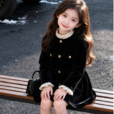 中小童女童连衣裙秋冬小香风设计感裙子2025新款加绒小女孩公主裙