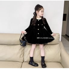 女童长袖加绒连衣裙冬季2025新款洋气儿童女孩高级感休闲公主裙