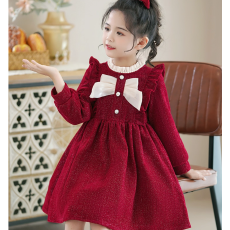 批发女童<b class='q'>连衣裙</b>秋冬款2026新款时尚冬裙女孩公主裙裙子<b class='q'>秋装</b>新年拜年裙