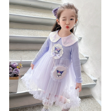 批发女宝宝春秋季<b class='q'>长袖</b>设计感公主裙2026新款小童连衣裙卡通网纱蓬蓬裙