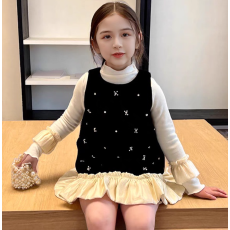 原版套里两件套 女童小香风套装韩版小女孩时尚连衣裙打底两件套