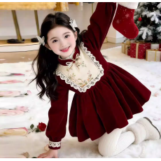 童装女童新年服中国风连衣裙高级感中小童拜年服女宝宝喜庆裙子