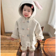 批发<b class='q'>女童</b>保暖<b class='q'>外套</b>秋冬2026新款儿童兔耳朵可爱韩版百搭加绒大衣洋气潮