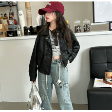 批发<b class='q'>女童</b>网红<b class='q'>春</b>秋酷帅皮衣<b class='q'>外套</b>儿童洋气秋装2026新款时髦百搭炸街上衣