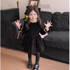 批发女童连衣裙秋冬2026新款洋气<b class='q'>儿童</b>丝绒礼服裙冬季女孩名媛风公主裙