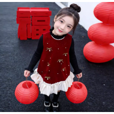 批发女童冬季背心<b class='q'>裙</b>2026新款小童周岁<b class='q'>礼服</b>女宝宝生日<b class='q'>公主裙</b>打底连衣<b class='q'>裙</b>