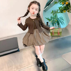 批发甜美女孩公主裙2026春季新款出游背心连衣裙花苞裙开衫外套两件装